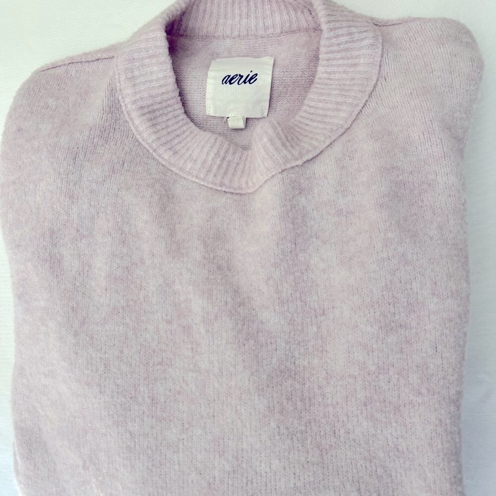 💜 Aerie Oversized Mock Neck Sweater – Lilac | Size XS (Fits More!) - Picture 7 of 8